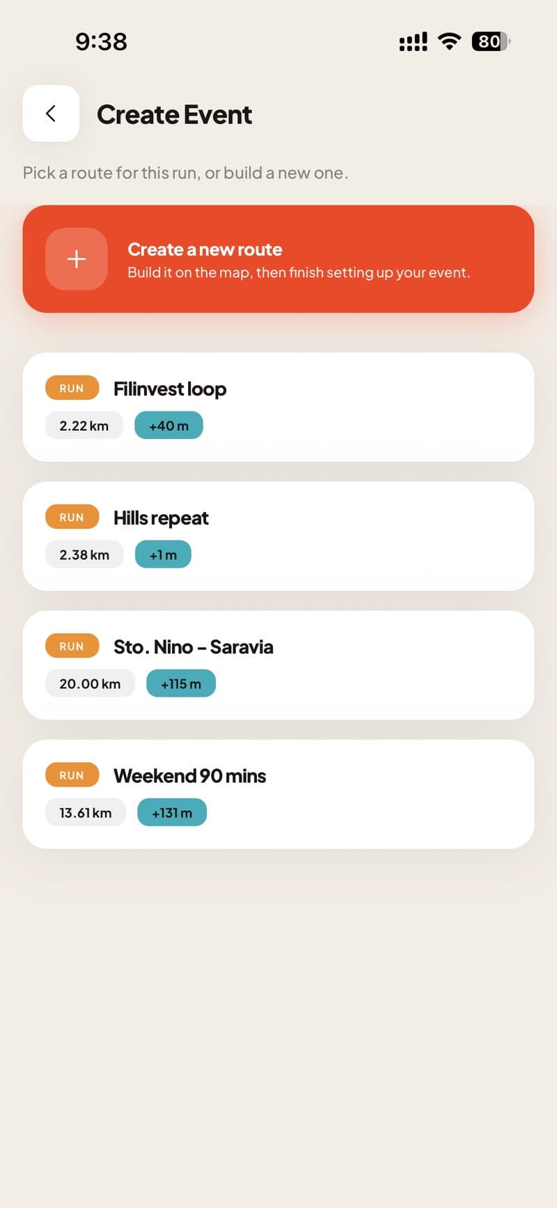 Picking a route or starting a new one for a group run