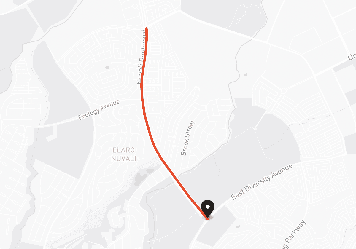 A verified route in Calamba on the map